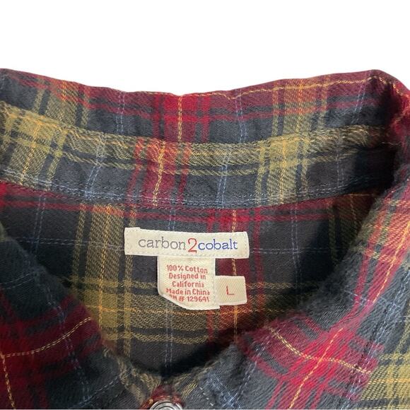 Carbon 2 Cobalt Mens Shirt Plaid Casual Preppy Workwear Outdoor Sz Large - Picture 2 of 5
